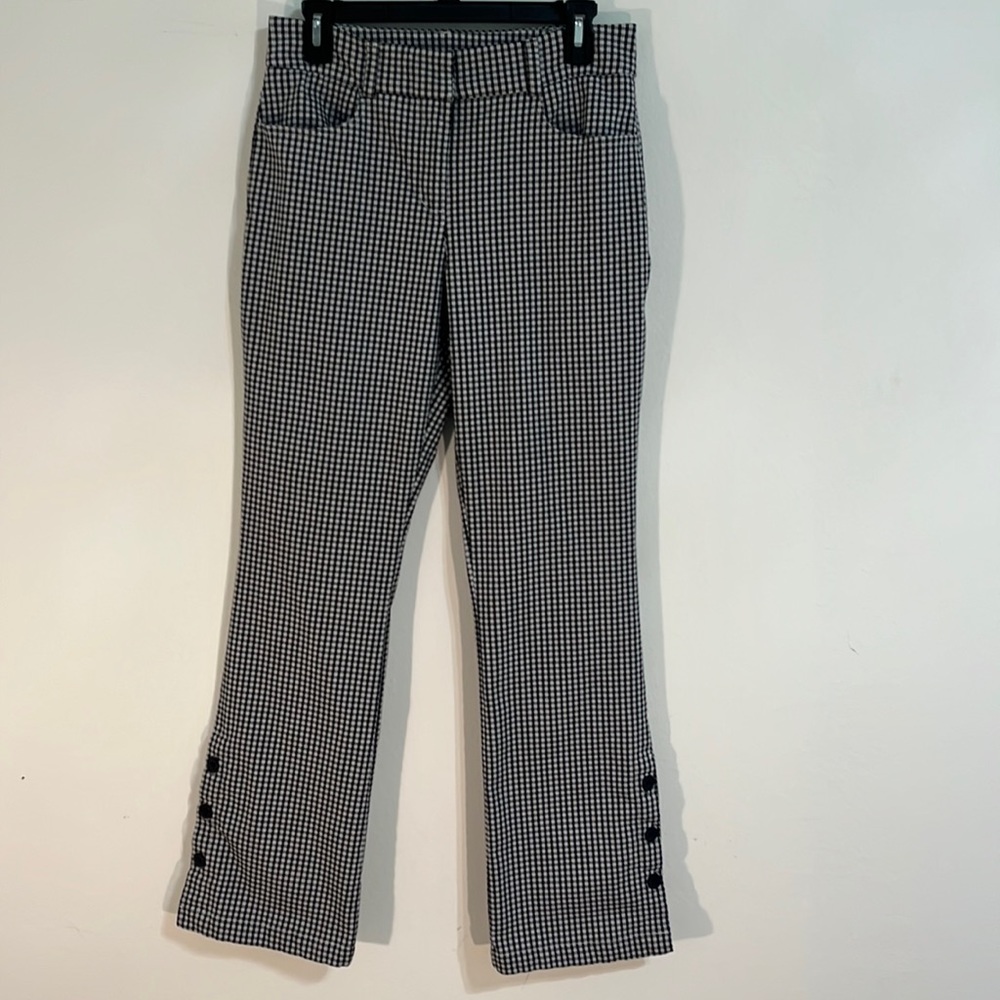 NY&C NEW YORK & COMPANY Women’s Plaid Side Button Bootcut Pants Size M
